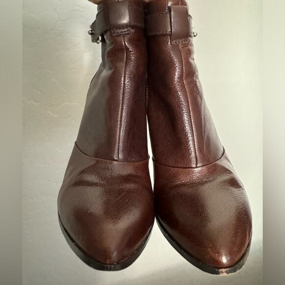 Coach Boots Melody Womens Size 7 Brown Leather Side Zip Wedge Ankle Booties - Picture 6 of 10